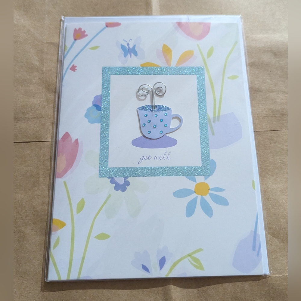 Handcrafted 3D Get Well card by Burgoyne. New in cellophane.